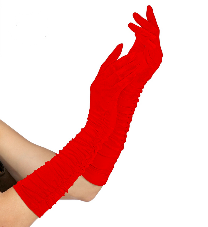 handschoenen plisse lycra rood