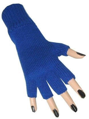 Blauwe vingerloze handschoenen