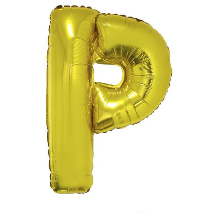 Grote folie ballon letter P Goud
