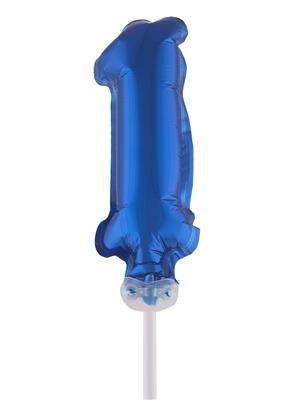 Folieballon 13 cm op stokje blauw