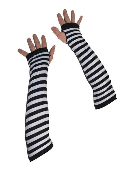 Gestreepte handschoenen zwart wit