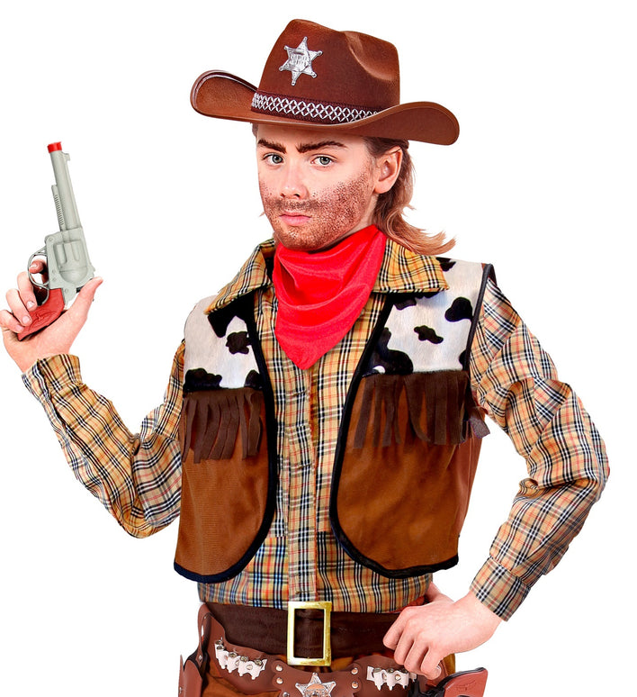 Cowboy pistool zilver plastic
