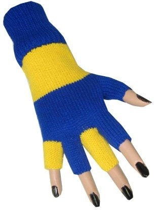 Blauw gele vingerloze handschoenen