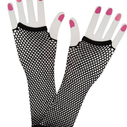 Vingerloze lange net-handschoenen zwart