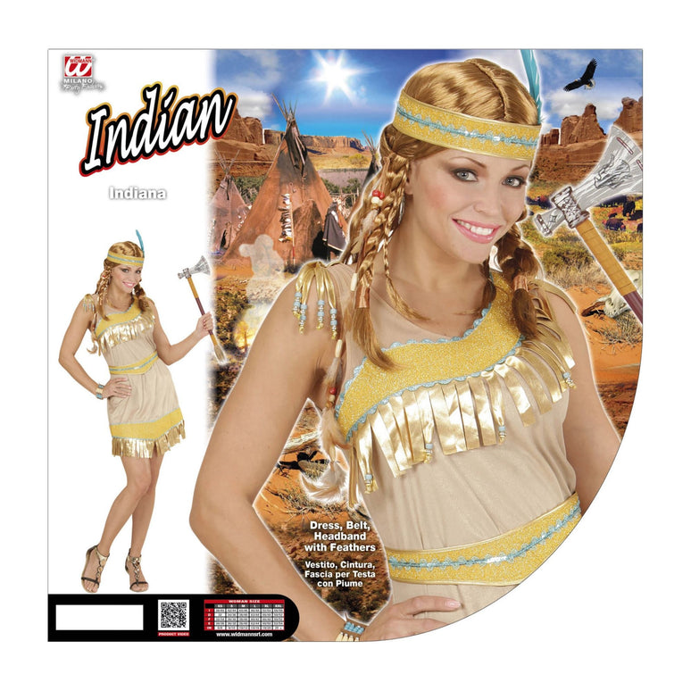 Indiaan kostuum goud dames