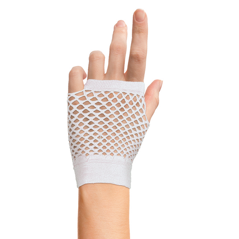 Witte visnet handschoenen kort model