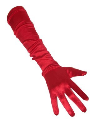Handschoenen satijn rood 48 cm