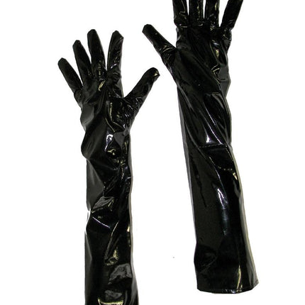 Lak handschoenen zwart  50cm