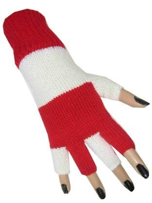 Rood witte vingerloze handschoenen