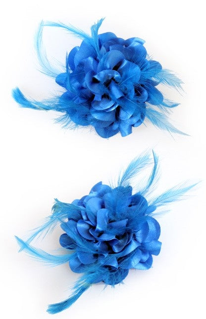 Haarclip met turquoise zijden bloem