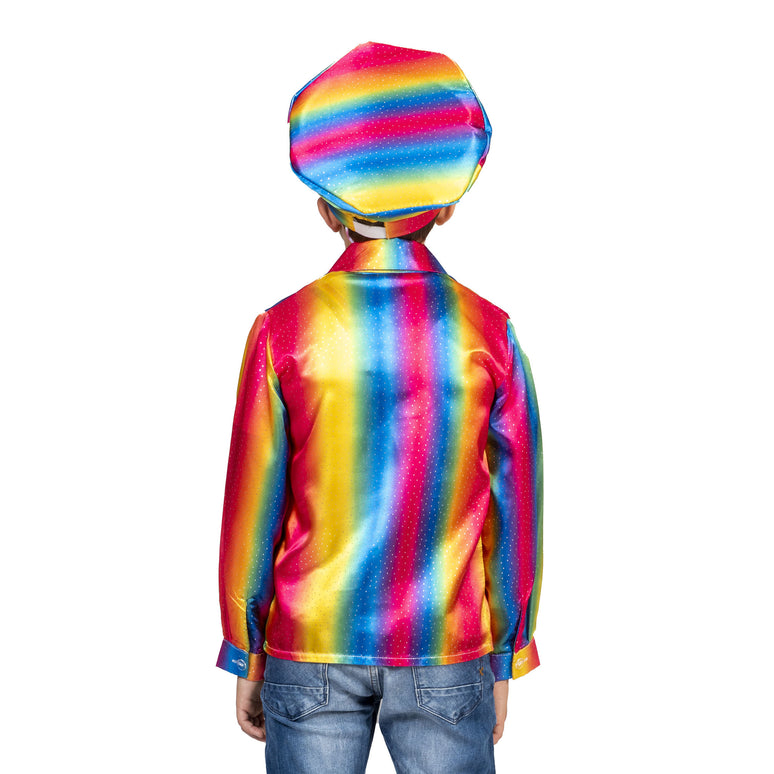 Disco shirt Stijn regenboogkleuren