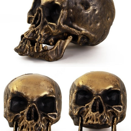 Nep skelet hoofd deco  18cm goud