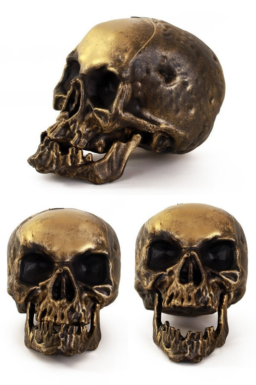Nep skelet hoofd deco  18cm goud