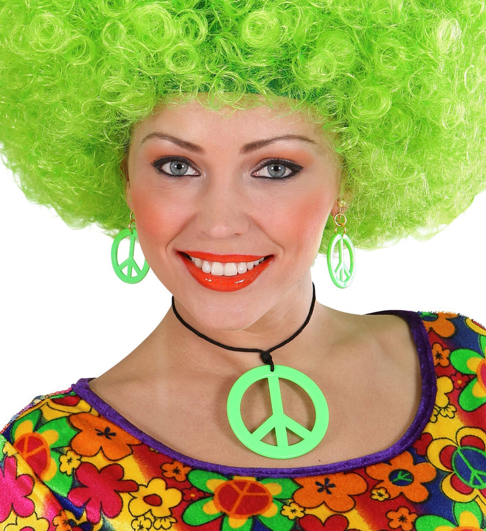 Hippie ketting en oorbellen groen