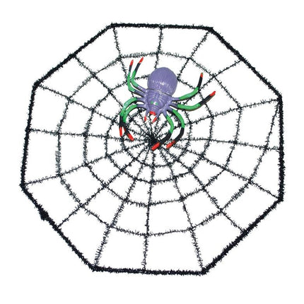 Spinnenweb met spin voor griezel party