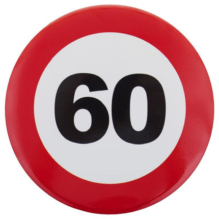 60e verjaardag button als verkeersbord