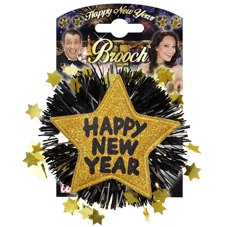 Broche Happy New Year goud