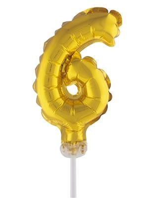 Folieballon 13 cm op stokje goud