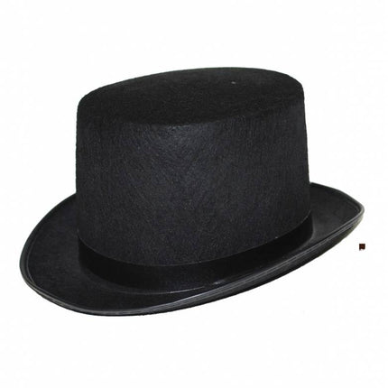 Zwarte hoge hoed met lint