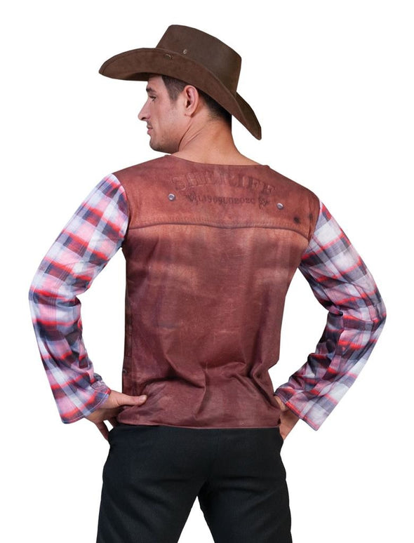Cowboy shirt 3D volwassenen