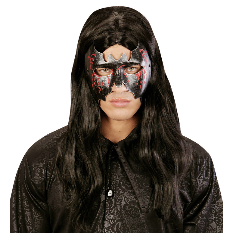 Zwart metallic vleermuis masker voor vampierpakken