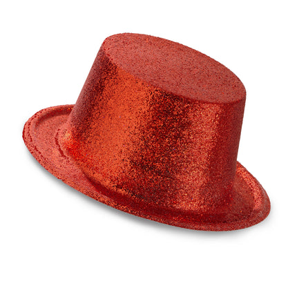 Glitter hoge hoed rood