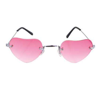 Roze disco bril in hartvorm