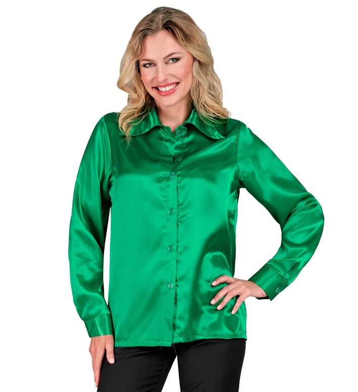 Dames jaren 70 disco blouse groen