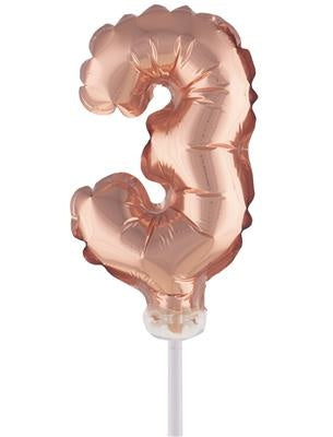 Folieballon 13 cm op stokje rose goud