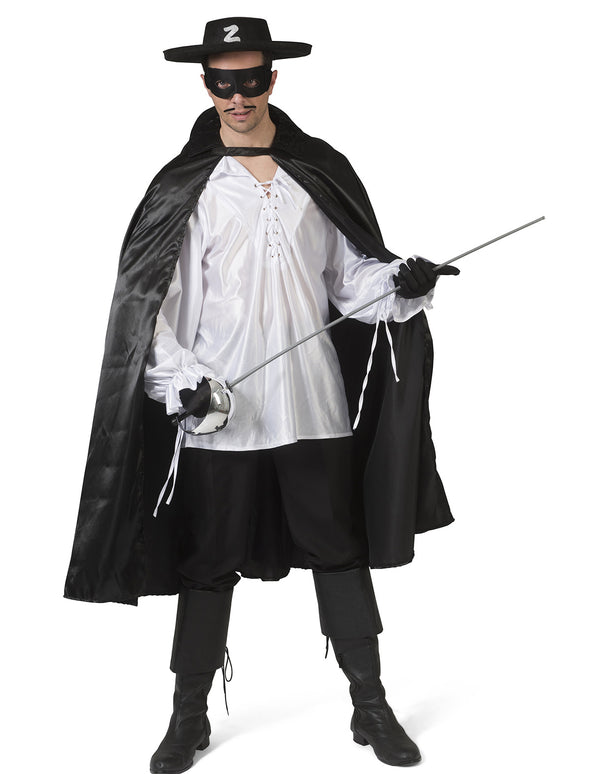 Zwarte cape Zorro met glans