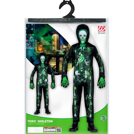 Giftig skelet kostuum groen kinderen