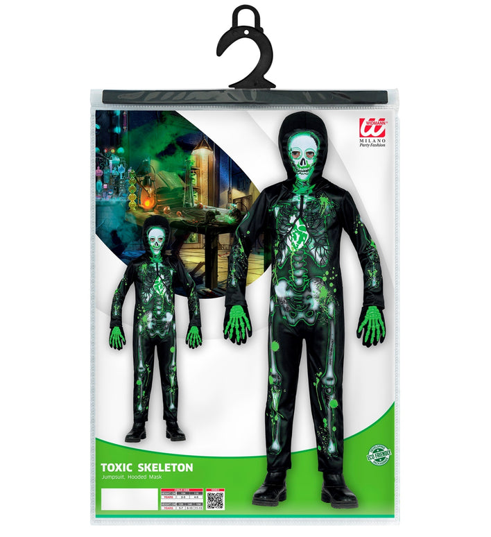 Giftig skelet kostuum groen kinderen