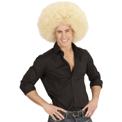 Blonde oversized Afro pruik