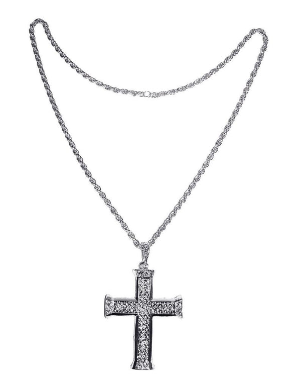 Halsketting met kruis in nep zilver