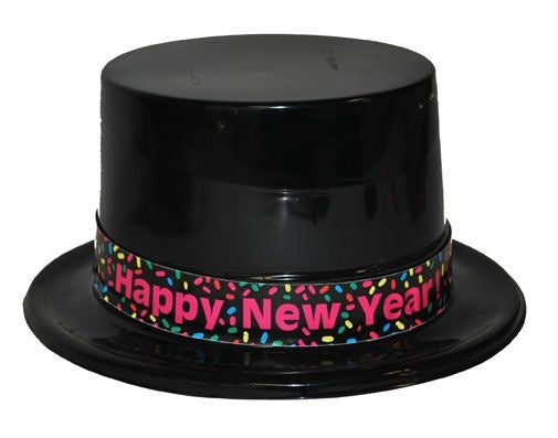Zwarte hoge hoed Happy New Year