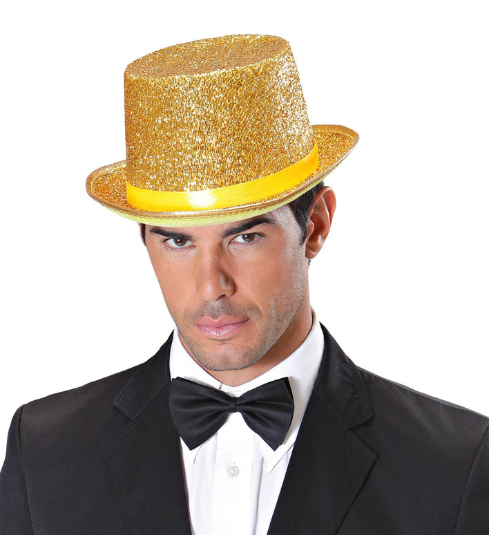 Hoge hoed goud glitter lurex
