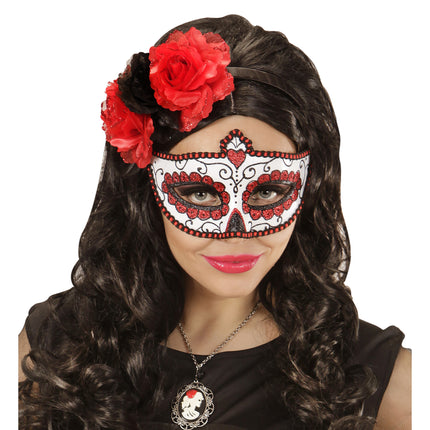 Mexicaanse oogmaskers rood met zwart