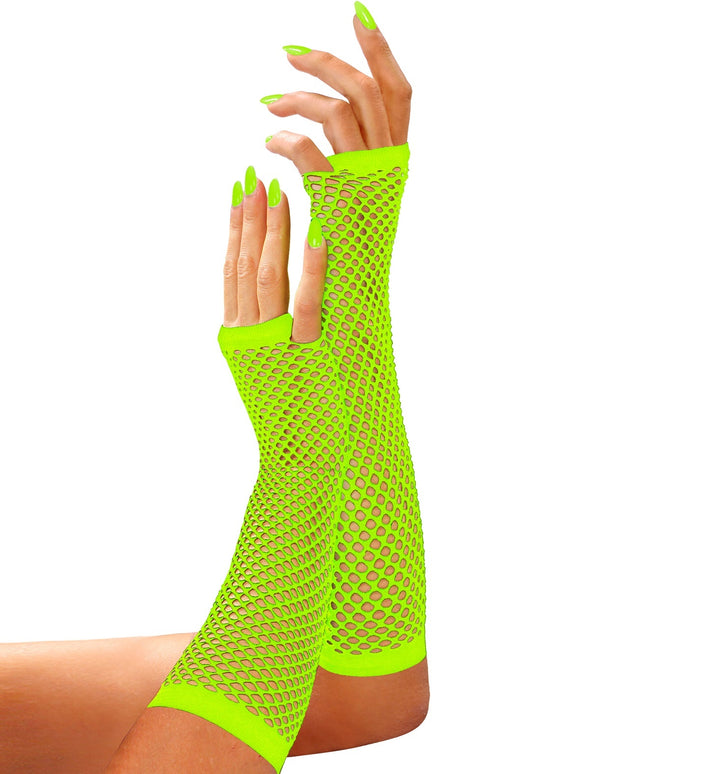 Net handschoenen neon groen lang