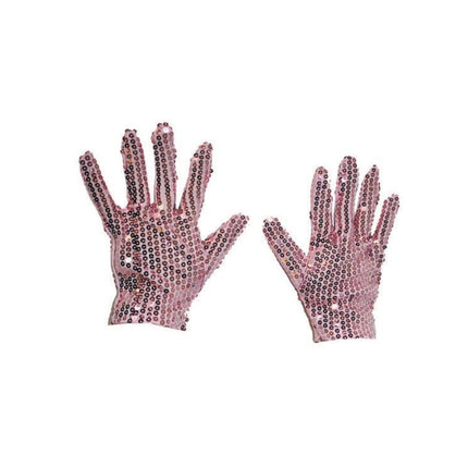 Roze glitter handschoenen met pailletten