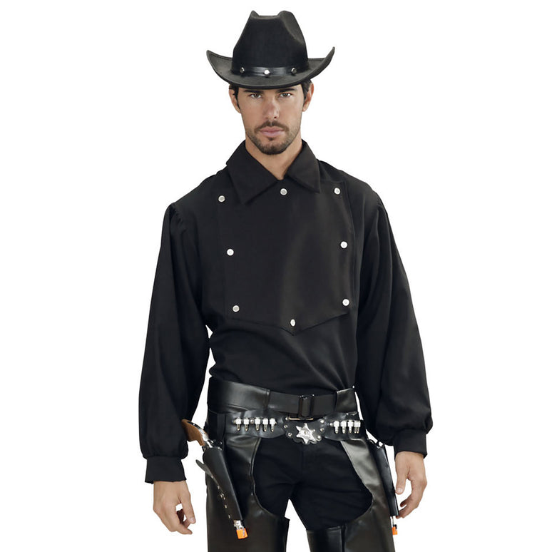 Cowboy blouse zwart Noud heren