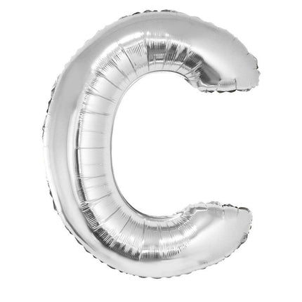 Grote folie ballon letter C Zilver