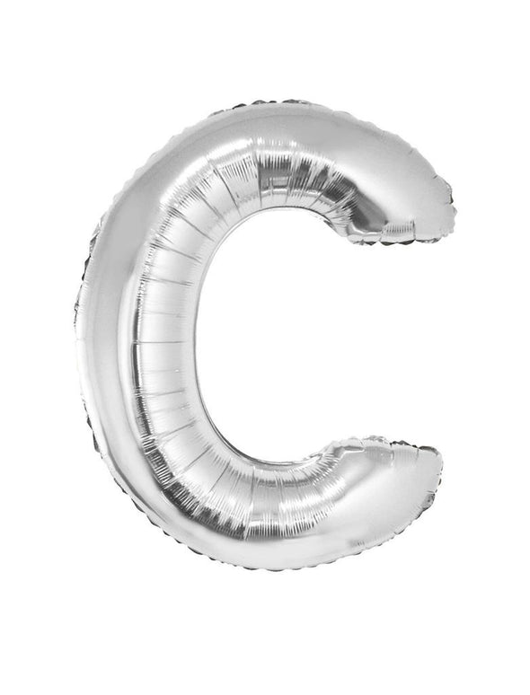 Grote folie ballon letter C Zilver