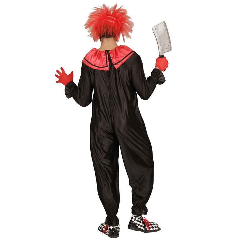 Horror killer clown kostuum heren zwart rood