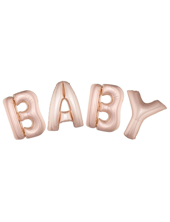 Folie ballonnen set BABY met roze letters