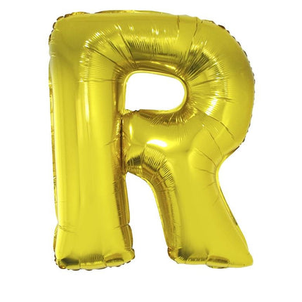 Grote folie ballon letter R Goud