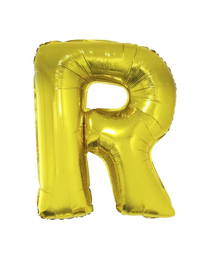 Grote folie ballon letter R Goud