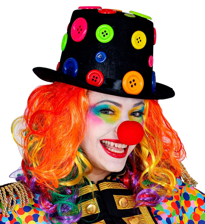 Hoge hoed clown met knopen