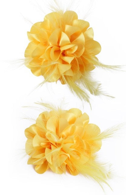 Haarclip gele zijden bloem