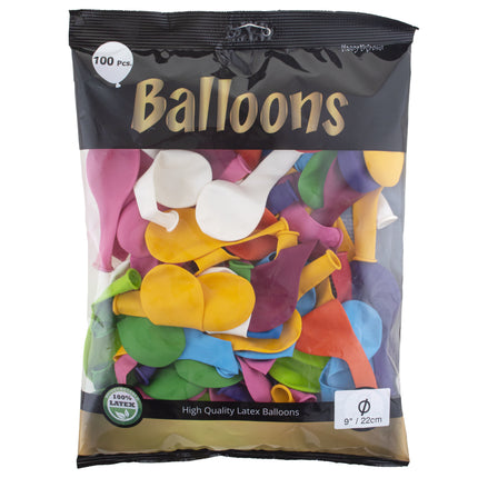 Ballonnen assorti kleuren latex 100st. 22cm