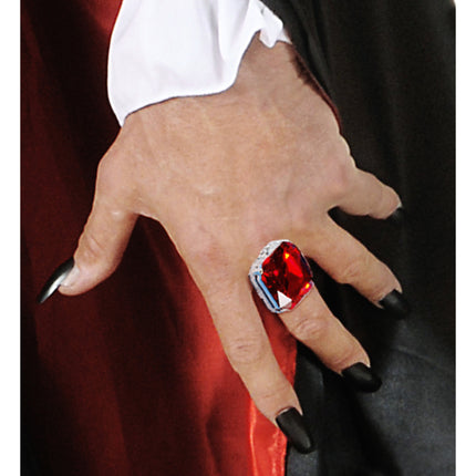 Zilveren ring met rode gemsteen
